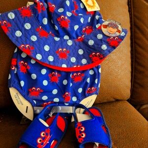 Rising star sun hat, diaper cover & water shoes